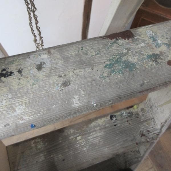 イギリス アンティーク 家具 木製ラダー ステップ はしご ペイント 6119e