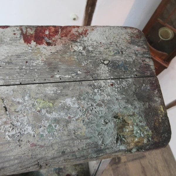 イギリス アンティーク 家具 木製ラダー ステップ はしご ペイント 6119e