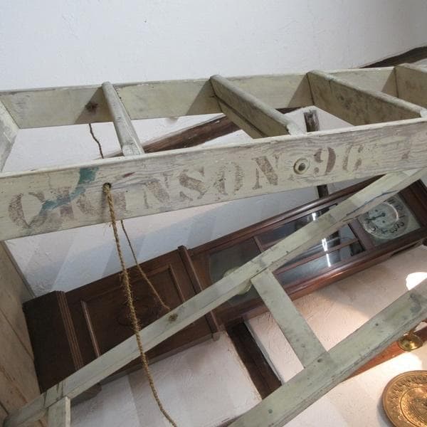 イギリス アンティーク 家具 木製ラダー ステップ はしご ペイント 6119e