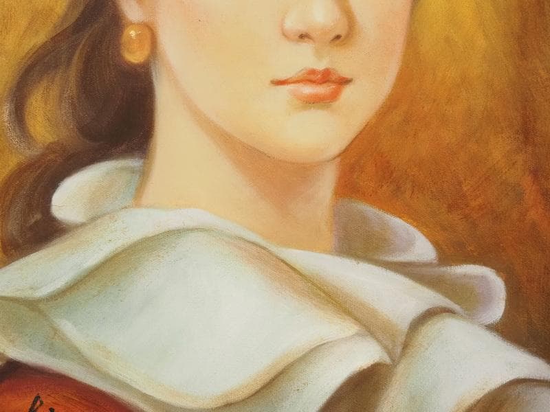 人物画　油絵　奥津国道　青春の美　F6　額付き　手描き　肉筆