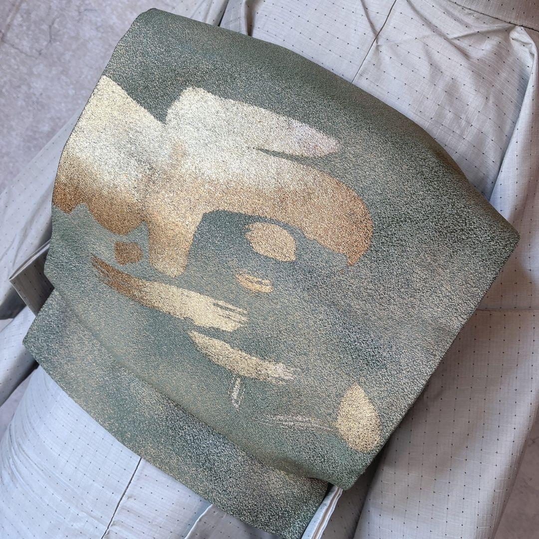 紬　小紋　着物　フルセット　帯漢字　薄いブルーグレー　F7