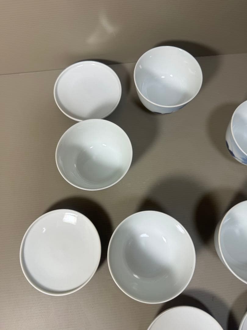 2210 有田焼 芳祥堂特製　葡萄瑠璃　湯呑蓋付　5客