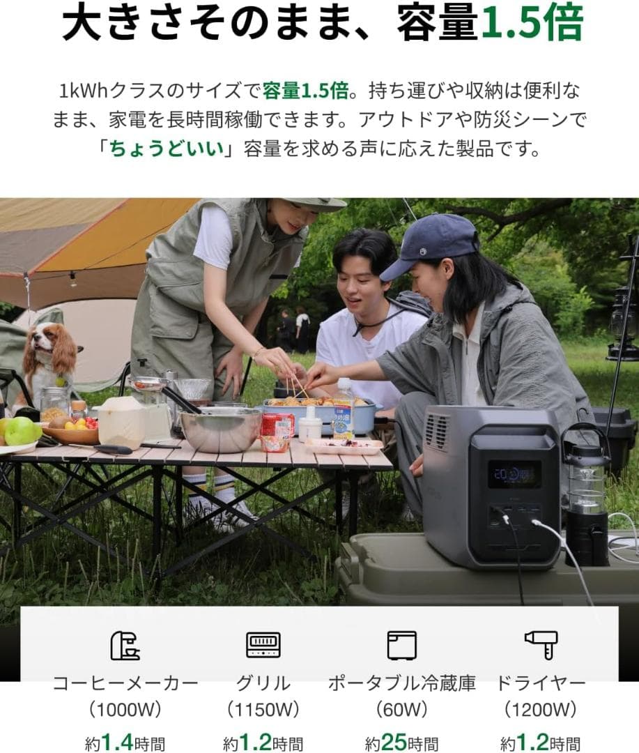 EcoFlow ポータブル電源 DELTA 3 1500 エコフロー