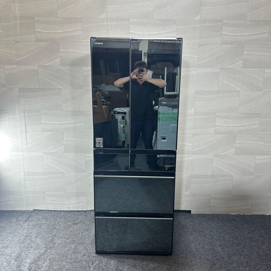 HITACHI 600L 大型冷蔵庫 6ドア ミラーパネル 2021 d4482