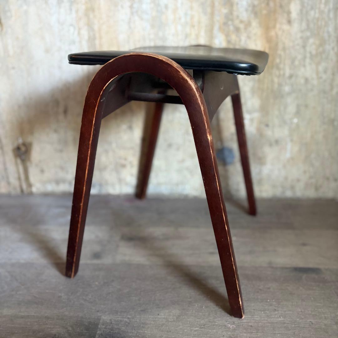 秋田木工　スタッキングスツール　ブラック　剣持勇　曲木