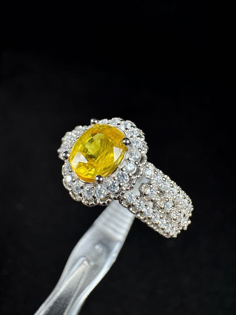 新作　天然イエローサファイア リング 1.029ct S925 鑑ソ付