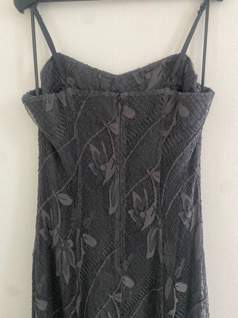 グレー フローラル刺繍 マキシドレス