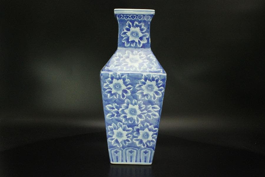 中国美術 窓絵 古い花瓶(ZE512)