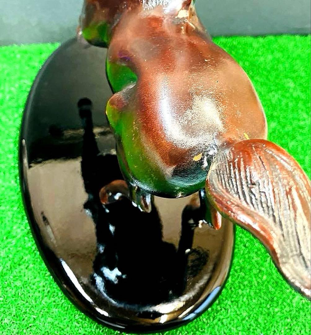 【重厚1.4kg】昭和レトロ 鉄製 躍動馬 ブロンズ調 飾馬 鋳物 文鎮