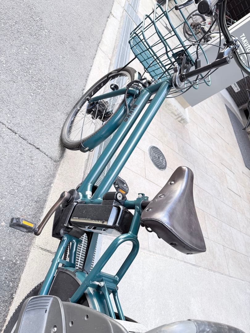 子供乗せ　ブリヂストン　電動アシスト自転車 チャイルドシート付き ダークグリーン