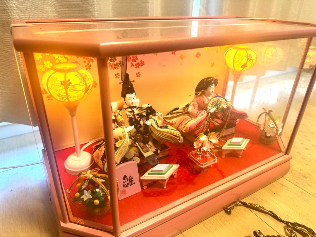 k*i様 雛人形 桜の花柄 大きめサイズ 親王ケース飾り