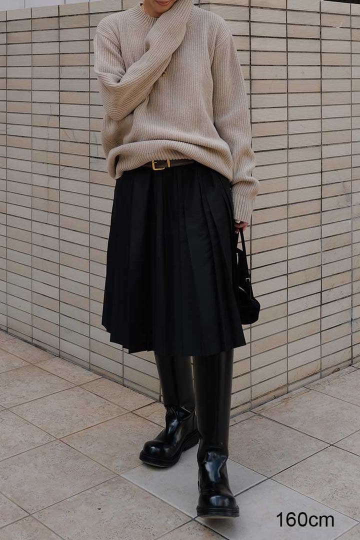 新作 タフタプリーツスカート（ブラック） machatt