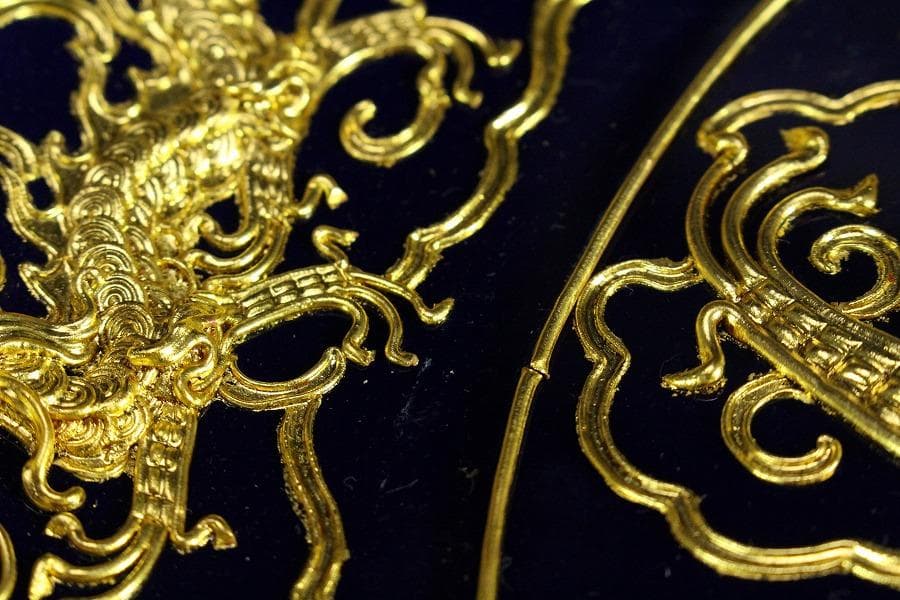 中国美術 瑠璃 金彩 皿(K-LC749)