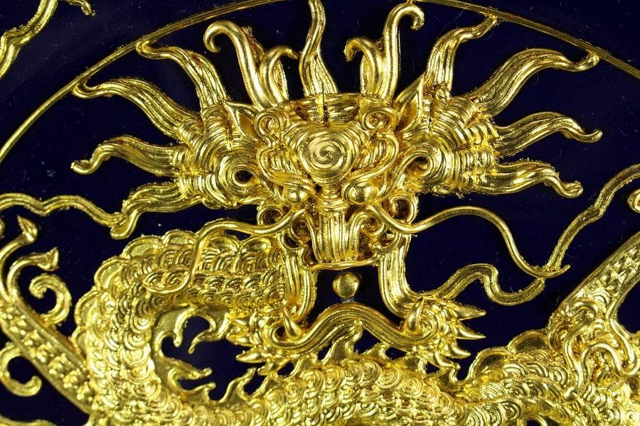 中国美術 瑠璃 金彩 皿(K-LC749)