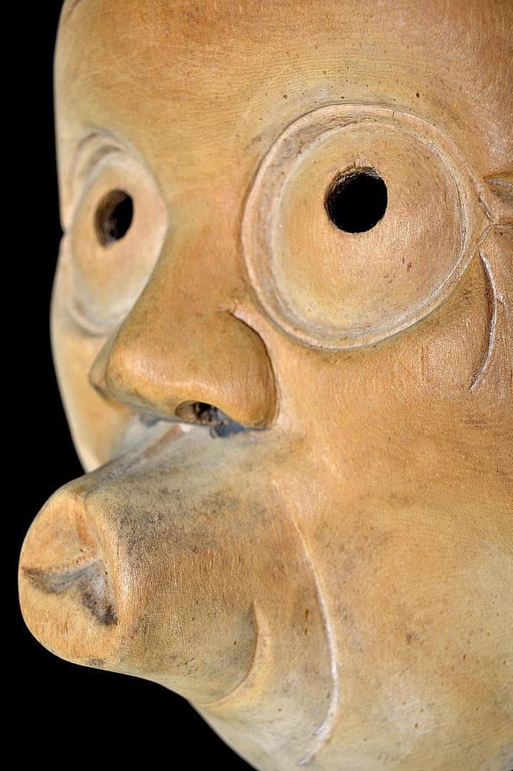 木彫り　神楽面　汐吹き面