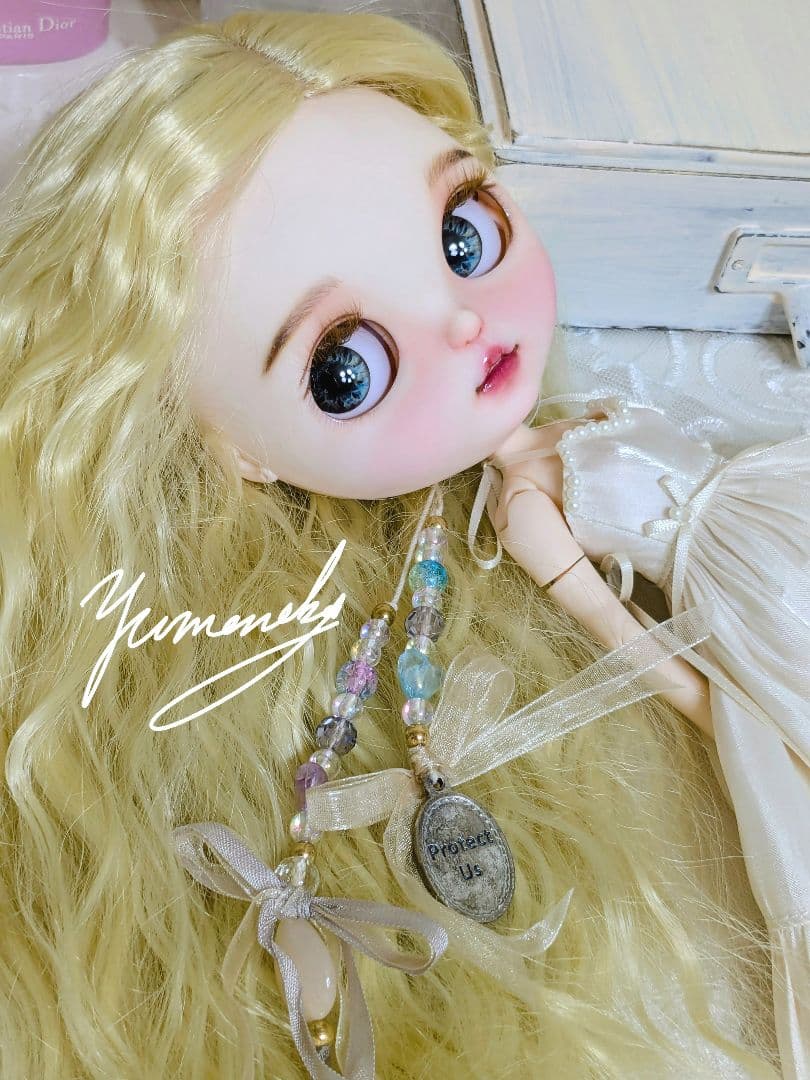 カスタムアイシードール ❀被せるウィッグ付き ドレス 花かんむりセット ❀