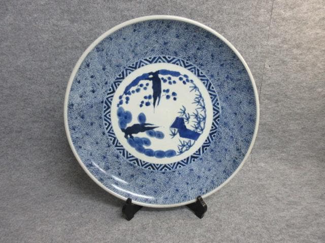 古伊万里染付みじん唐草大皿 [B26262]