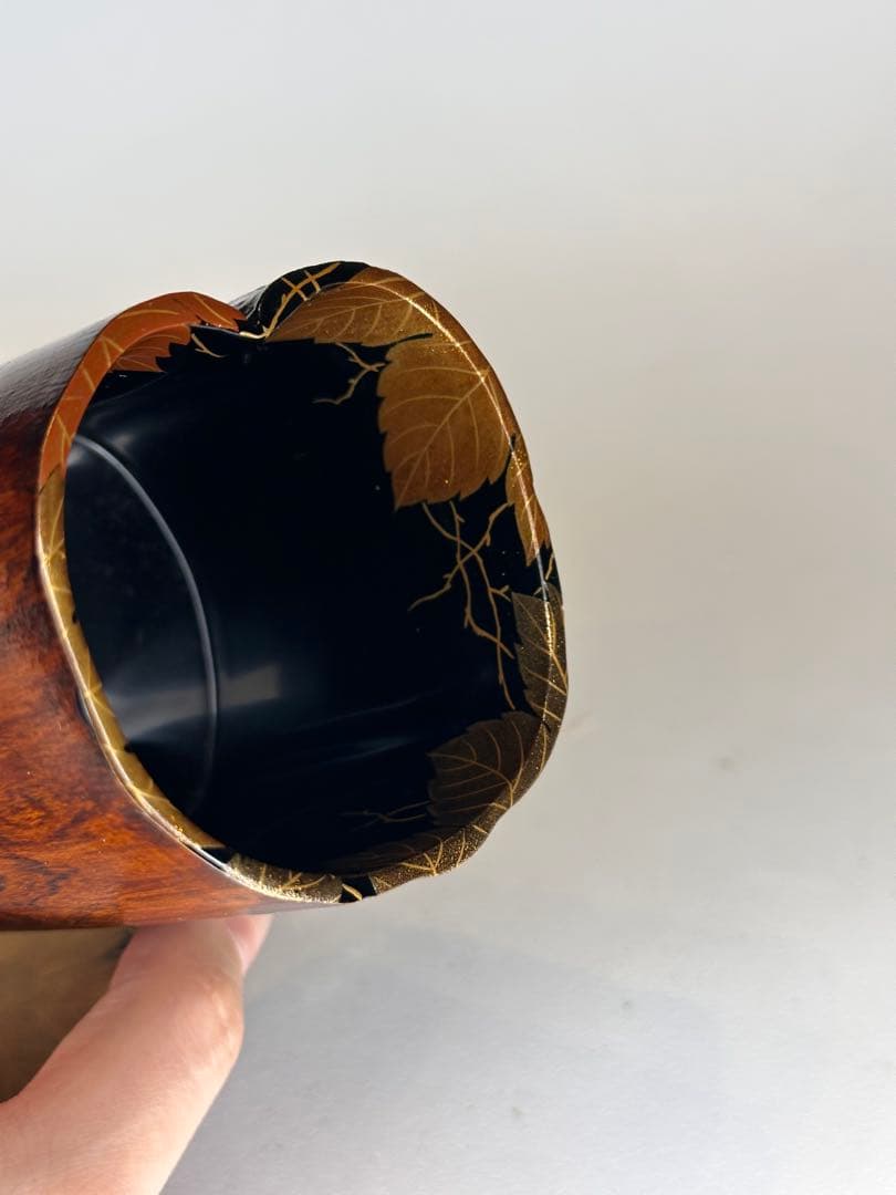 漆器　茶棗 樹根形　内金蒔絵　洒金　款有
