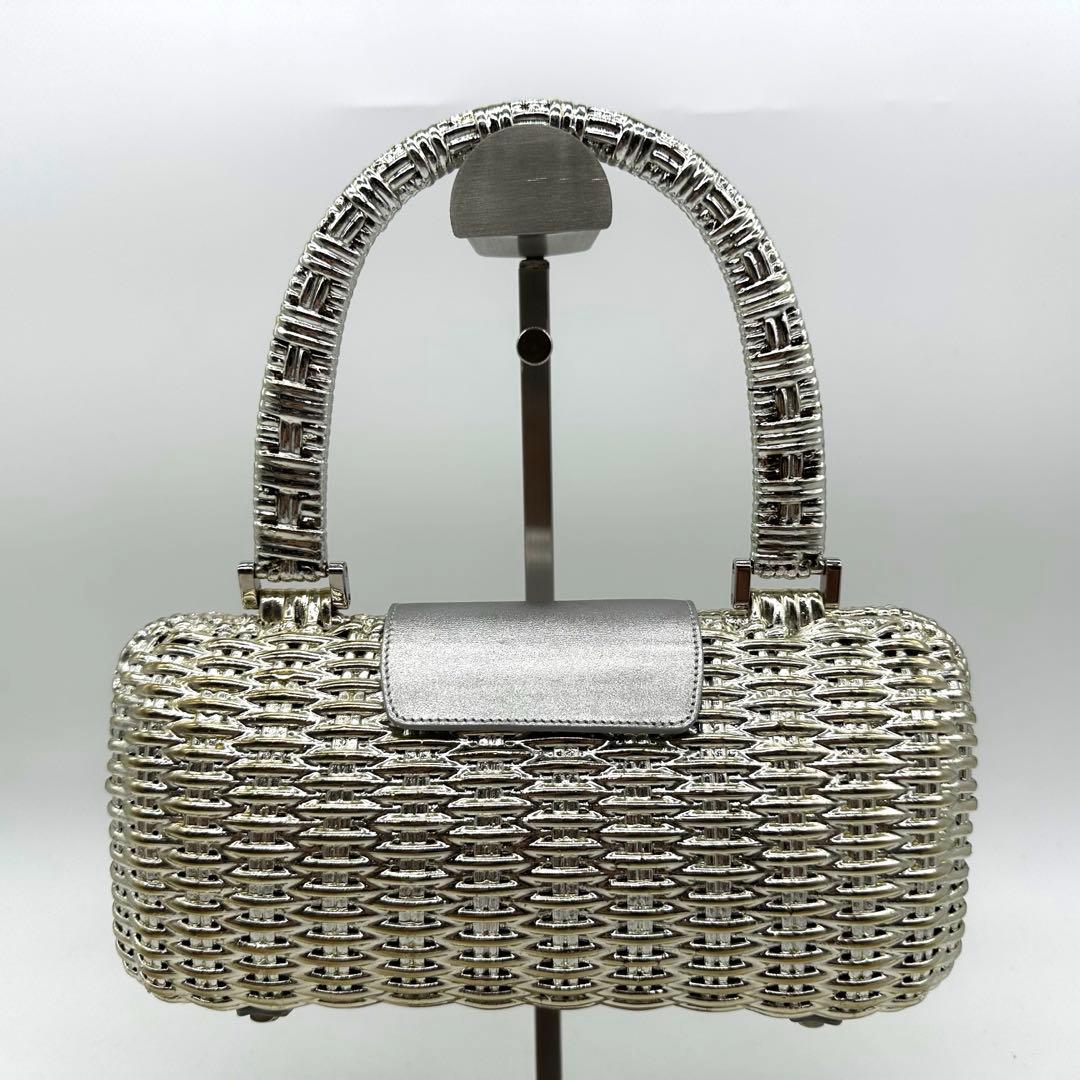 【希少美品】フェラガモ ガンチーニ かごバッグ ハンドバッグ シルバー金具