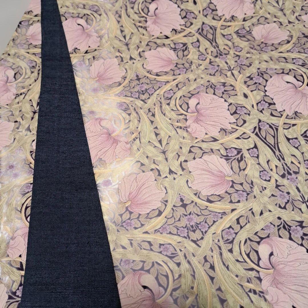 開き名古屋帯　ウィリアムモリス　ピンパーネル×正絹紬　米沢織