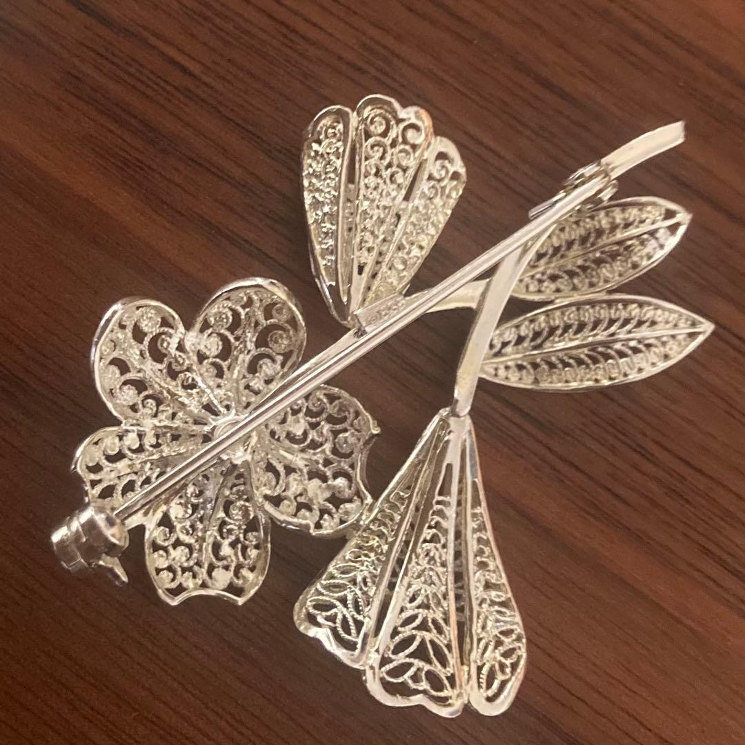 ヴィンテージ＊ブローチ　フィリグリー②　フラワー　シルバー　アンティーク