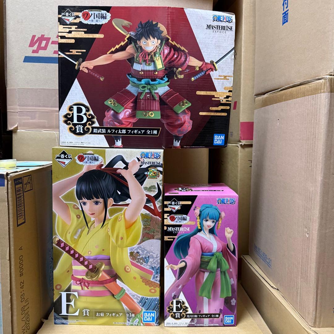 ワンピース 一番くじ ワノ国編 ルフィ お菊 光月日和 フィギュア 3点セット
