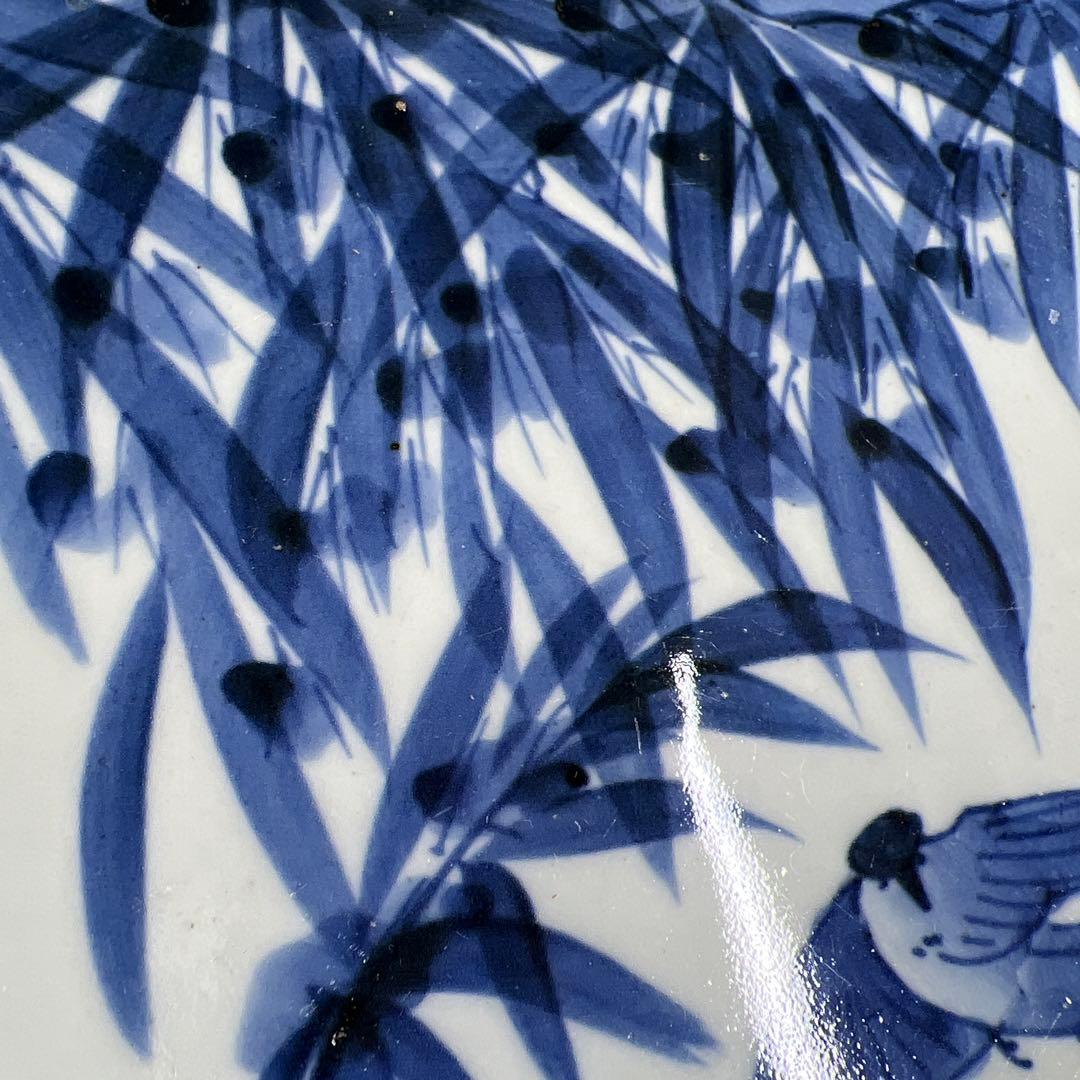 古伊万里　上手染付大皿2枚　木箱付　直径約37㎝　東Y7-0626②タニチ