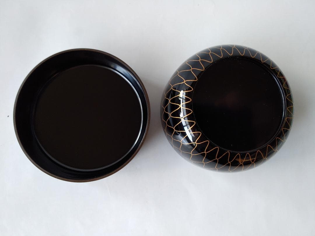 山中塗 棗 新井喜峰 作 網目蒔絵 平棗 共箱 共布 漆器 漆芸 新品 未使用品