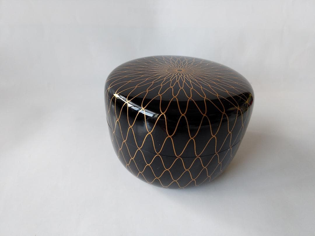 山中塗 棗 新井喜峰 作 網目蒔絵 平棗 共箱 共布 漆器 漆芸 新品 未使用品