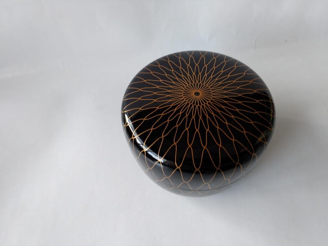 山中塗 棗 新井喜峰 作 網目蒔絵 平棗 共箱 共布 漆器 漆芸 新品 未使用品