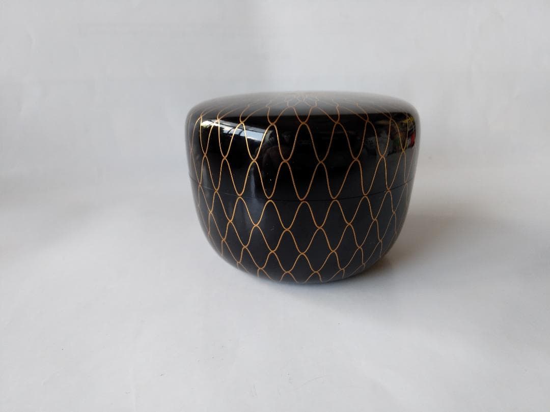山中塗 棗 新井喜峰 作 網目蒔絵 平棗 共箱 共布 漆器 漆芸 新品 未使用品