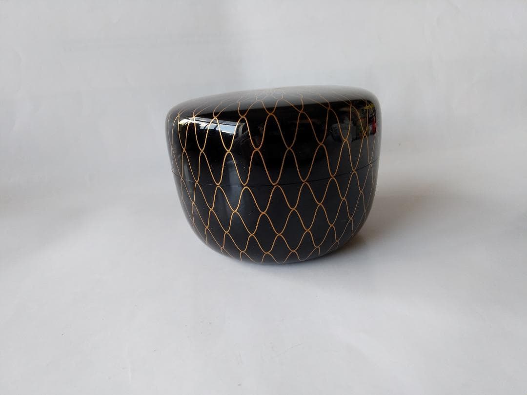 山中塗 棗 新井喜峰 作 網目蒔絵 平棗 共箱 共布 漆器 漆芸 新品 未使用品