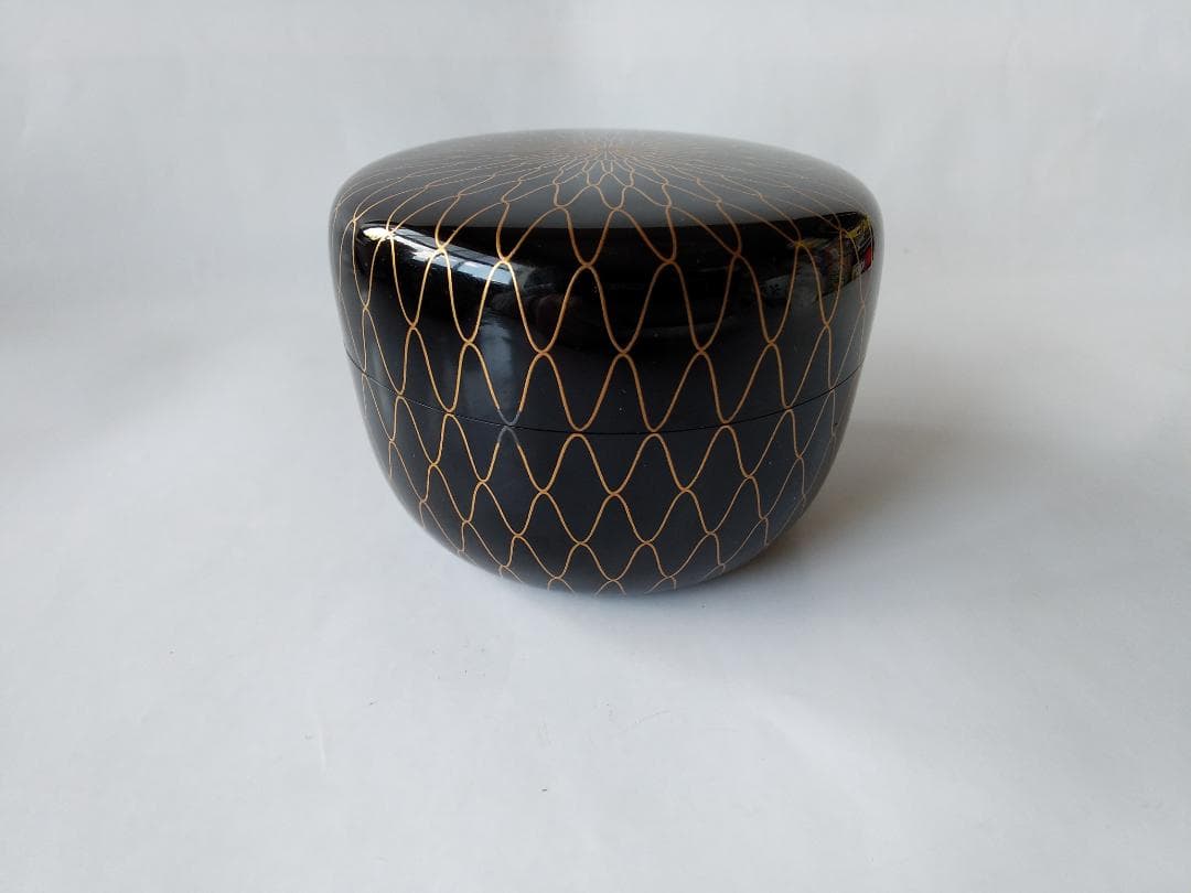 山中塗 棗 新井喜峰 作 網目蒔絵 平棗 共箱 共布 漆器 漆芸 新品 未使用品