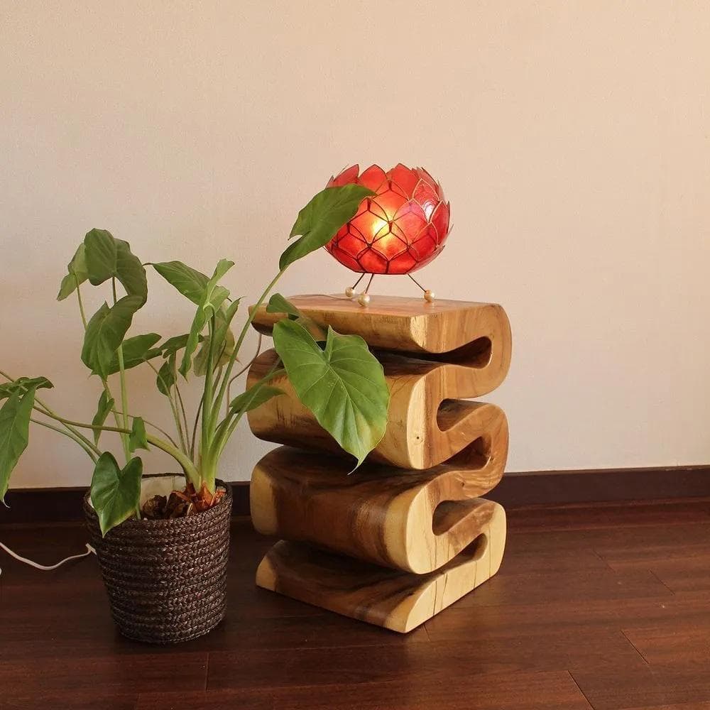 【在庫セール】モンキーポッド スツール 椅子 木製 無垢材 １本彫り 腰掛 花台