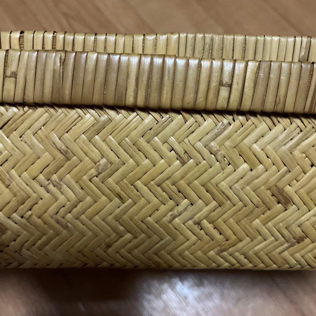 ヴィンテージ　竹行李ボックス　こうり　竹籠　網代　白竹　竹細工　竹工芸　小物入れ