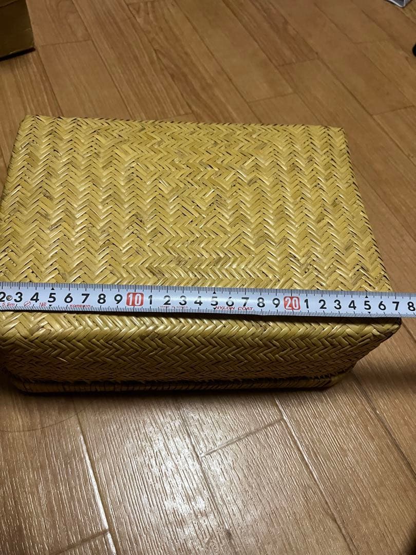 ヴィンテージ　竹行李ボックス　こうり　竹籠　網代　白竹　竹細工　竹工芸　小物入れ