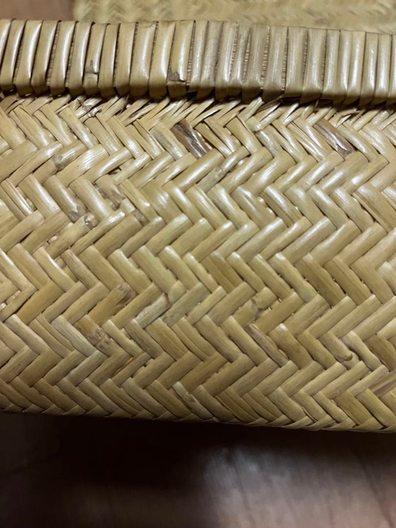 ヴィンテージ　竹行李ボックス　こうり　竹籠　網代　白竹　竹細工　竹工芸　小物入れ