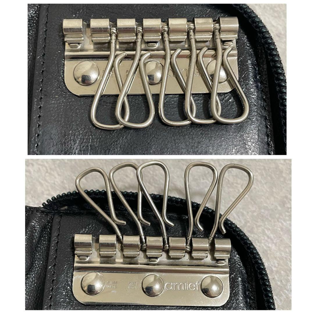 希少　PRADA プラダ　ラウンドジップ　キーケース　6連　レザー　ブラック