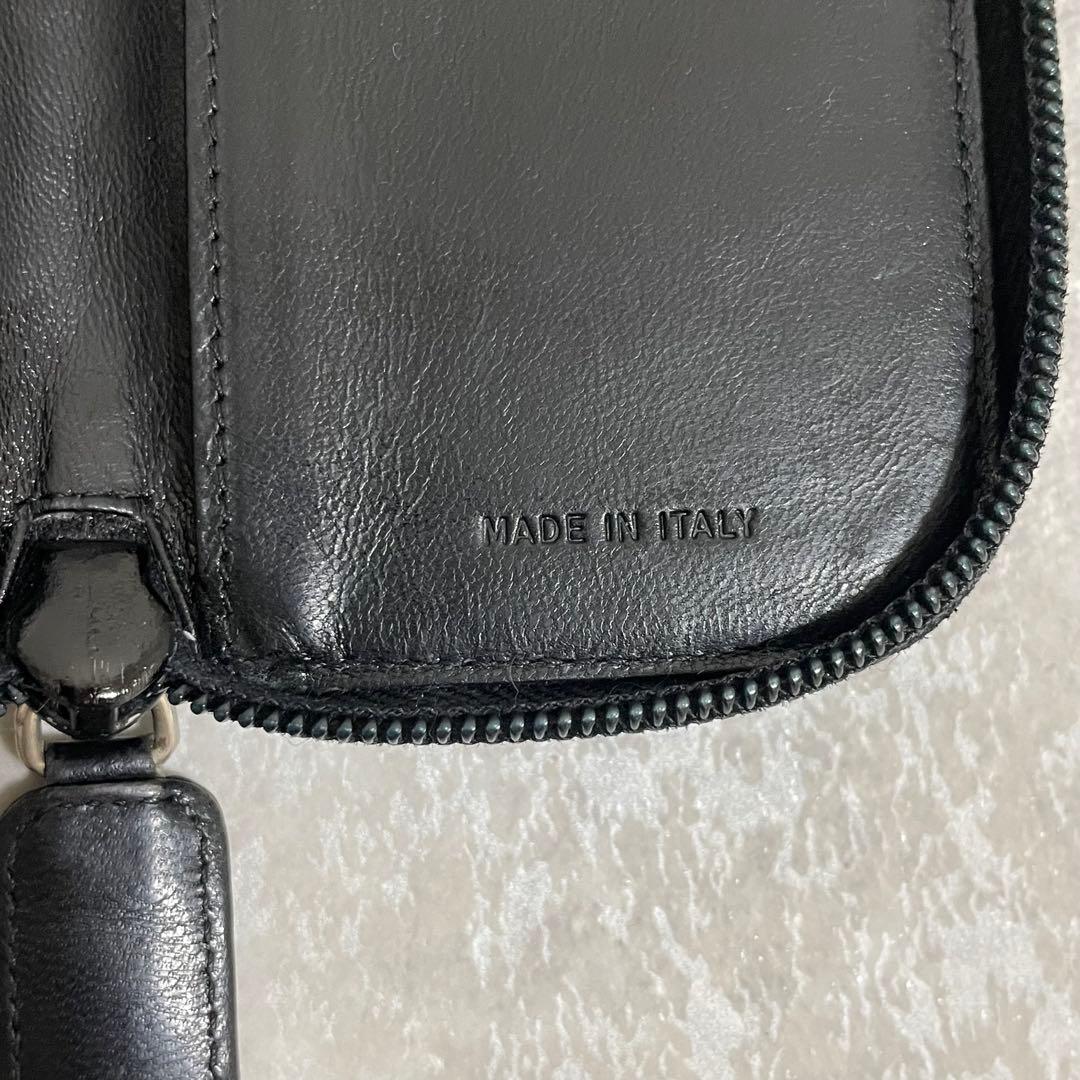 希少　PRADA プラダ　ラウンドジップ　キーケース　6連　レザー　ブラック