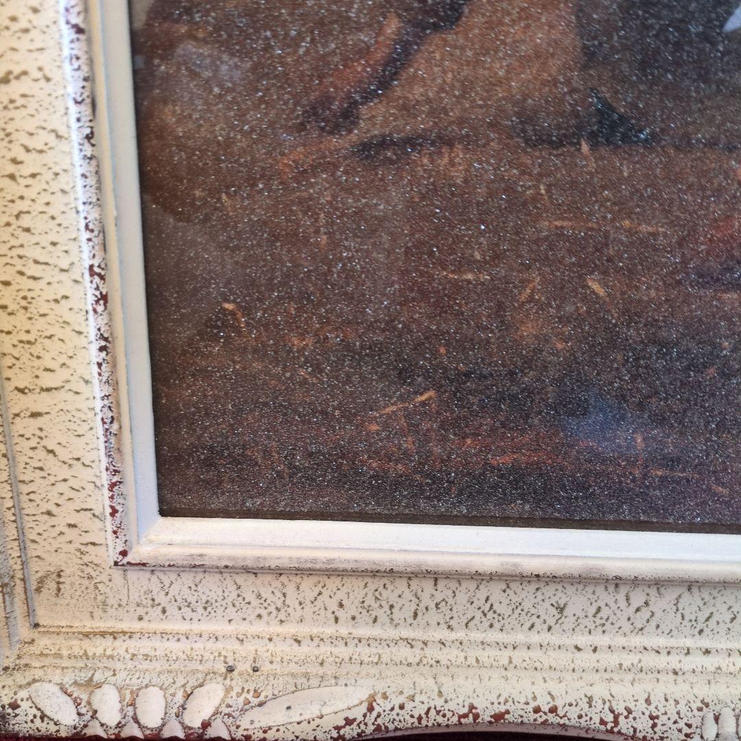 昭和レトロ　水晶絵　フランソワ ミレー 落穂拾い 複製名画 絵画 美術品 壁掛け