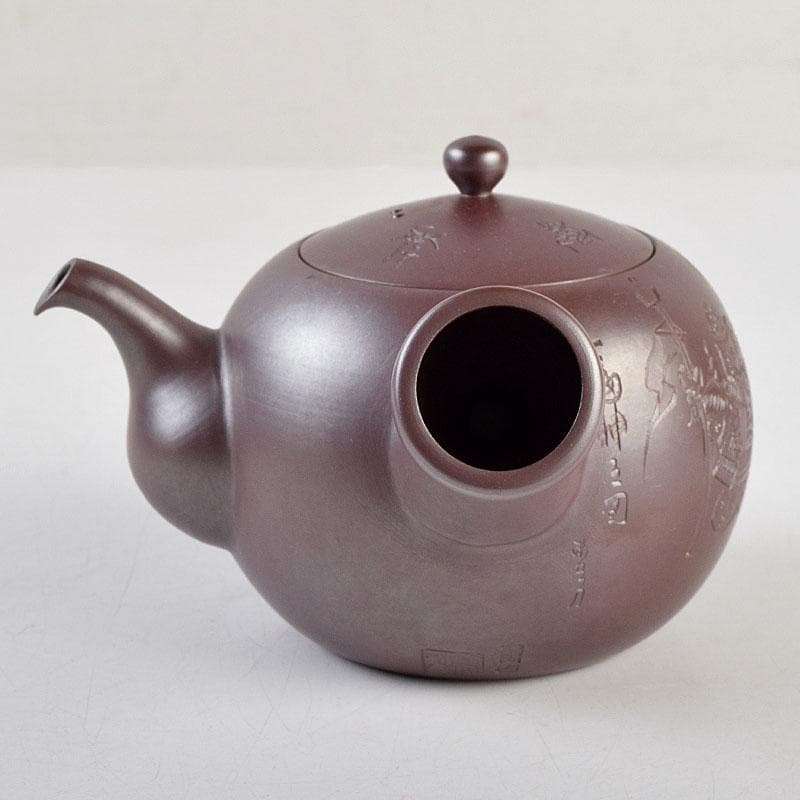 萬古焼　美月窯　伊藤美月作　七福神之図　茶注　急須　共布共箱　M　R9431