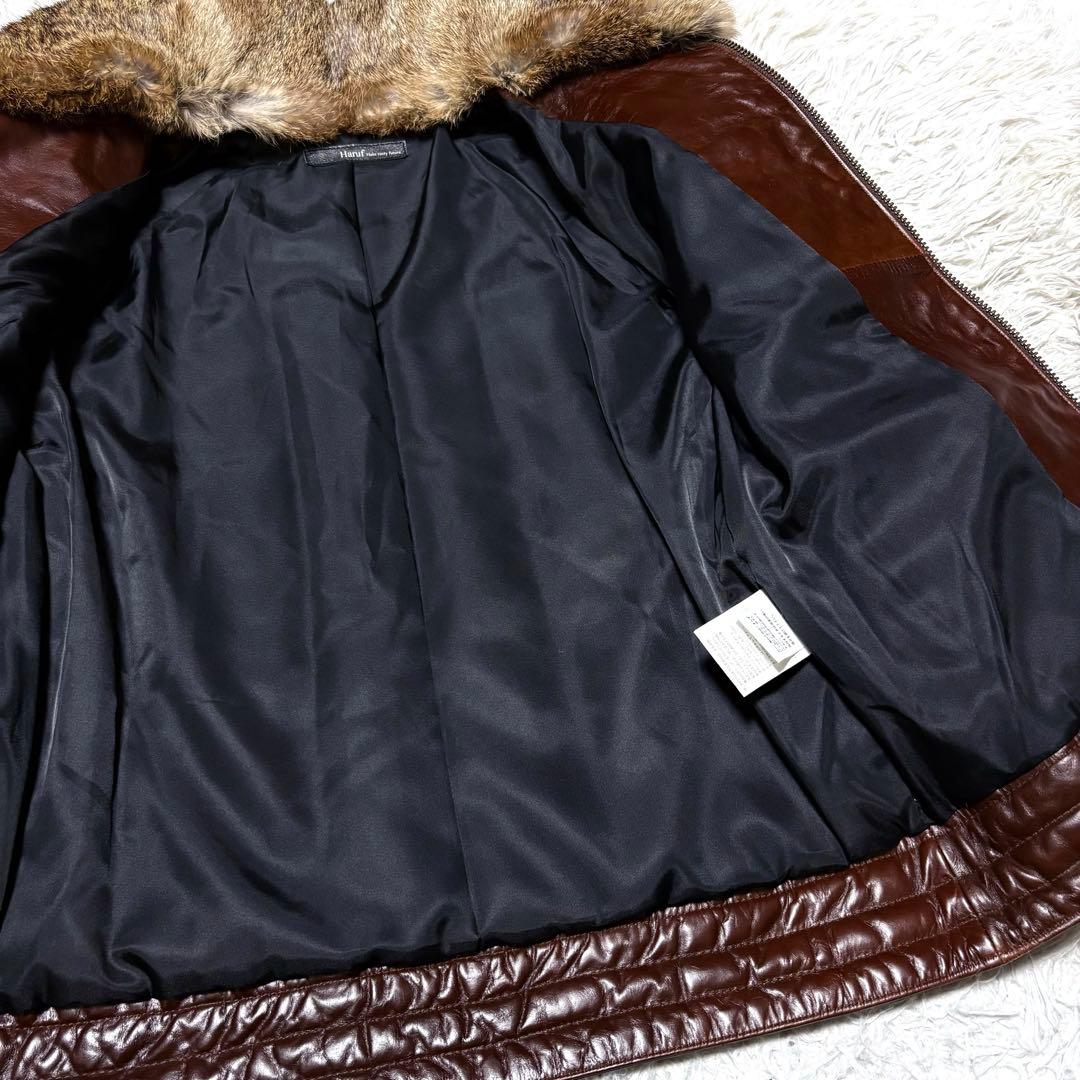 haruf 馬革ホースハイド レザージャケット ダウン90% ラビットファー
