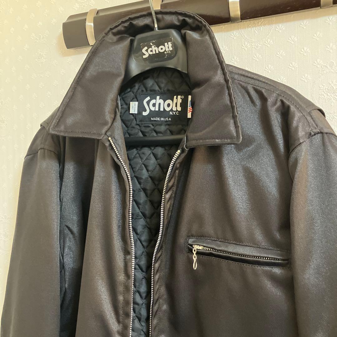 Schott ナイロン製シングルライダースジャケット M 黒