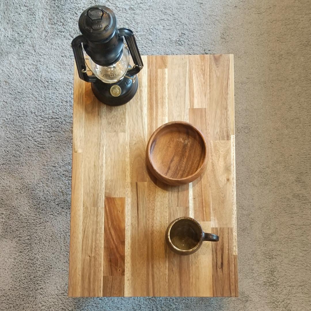 【600mm×400mm】アカシア無垢集成材 折りたたみローテーブル