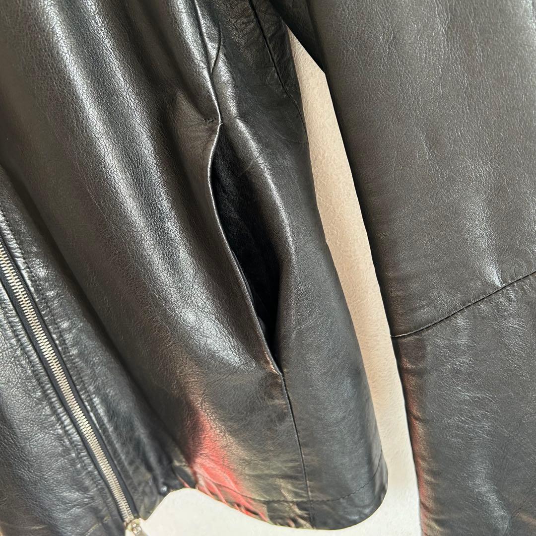 10sei0otto レザージャケット　ノーカラー　ブラック