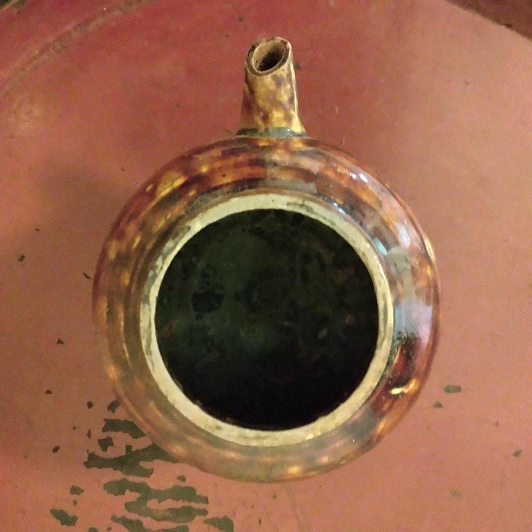 李朝　飴釉　水柱 小壺