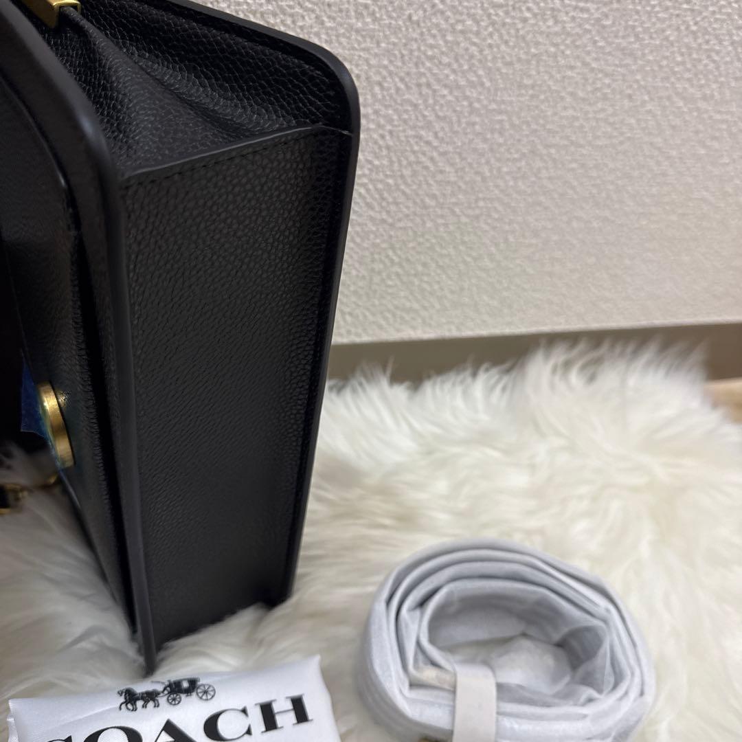 COACH ブラックレザー ショルダーバッグ26cm
