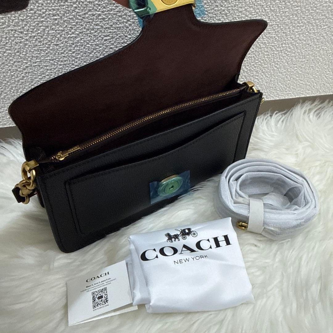 COACH ブラックレザー ショルダーバッグ26cm