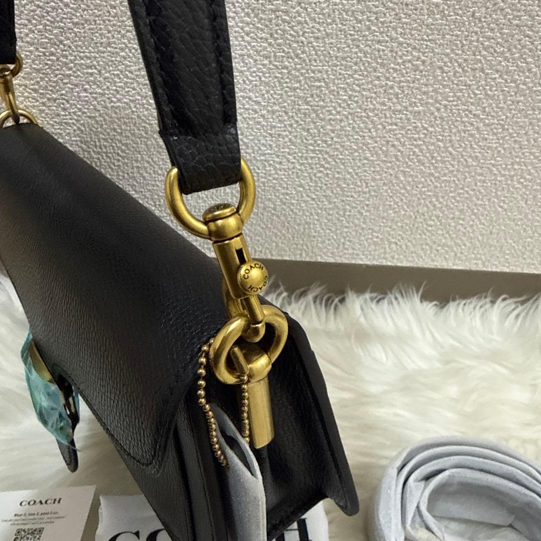 COACH ブラックレザー ショルダーバッグ26cm