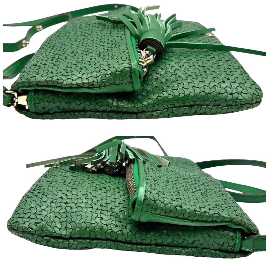 良品◎ アニヤハインドマーチ 斜めがけ可 ショルダーバッグ レザー グリーン